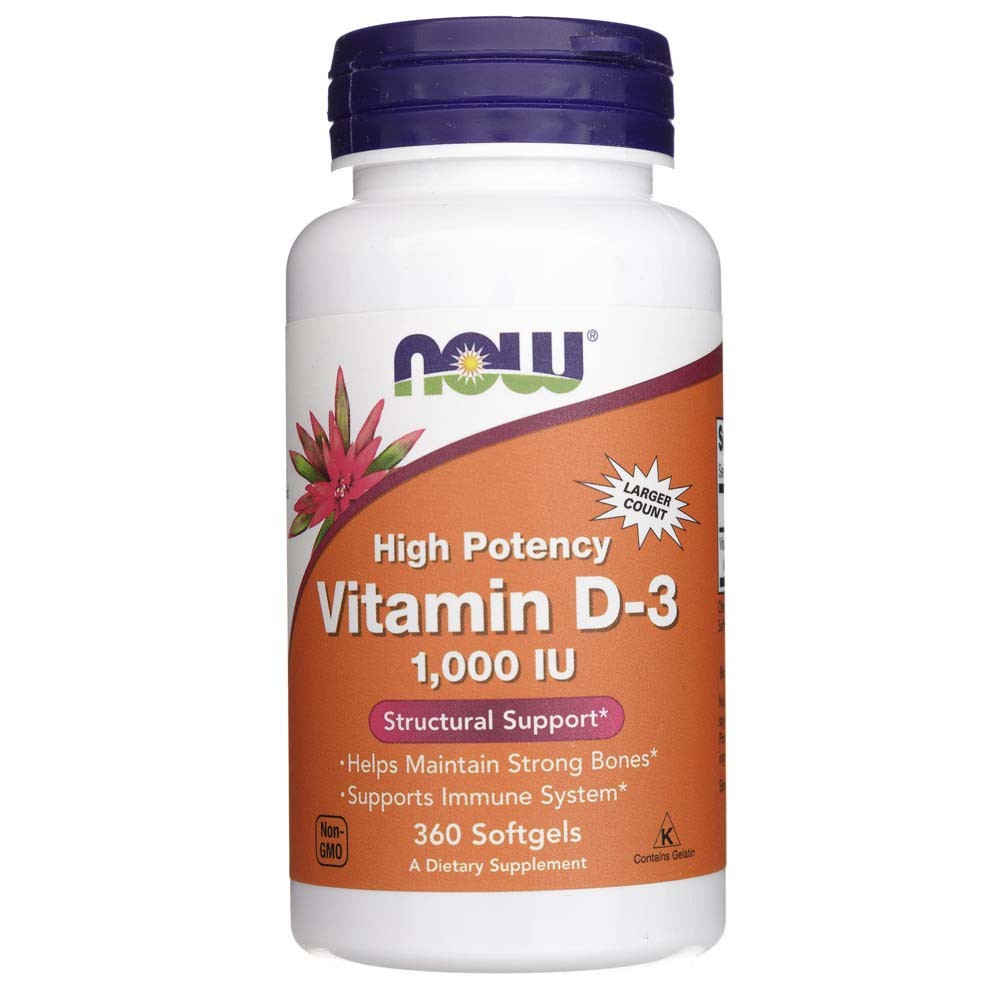 Now Foods D3-vitamiin 1000 IU – 360 pehmet geelkapslit