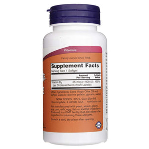 Now Foods D3-vitamiin 1000 IU – 360 pehmet geelkapslit