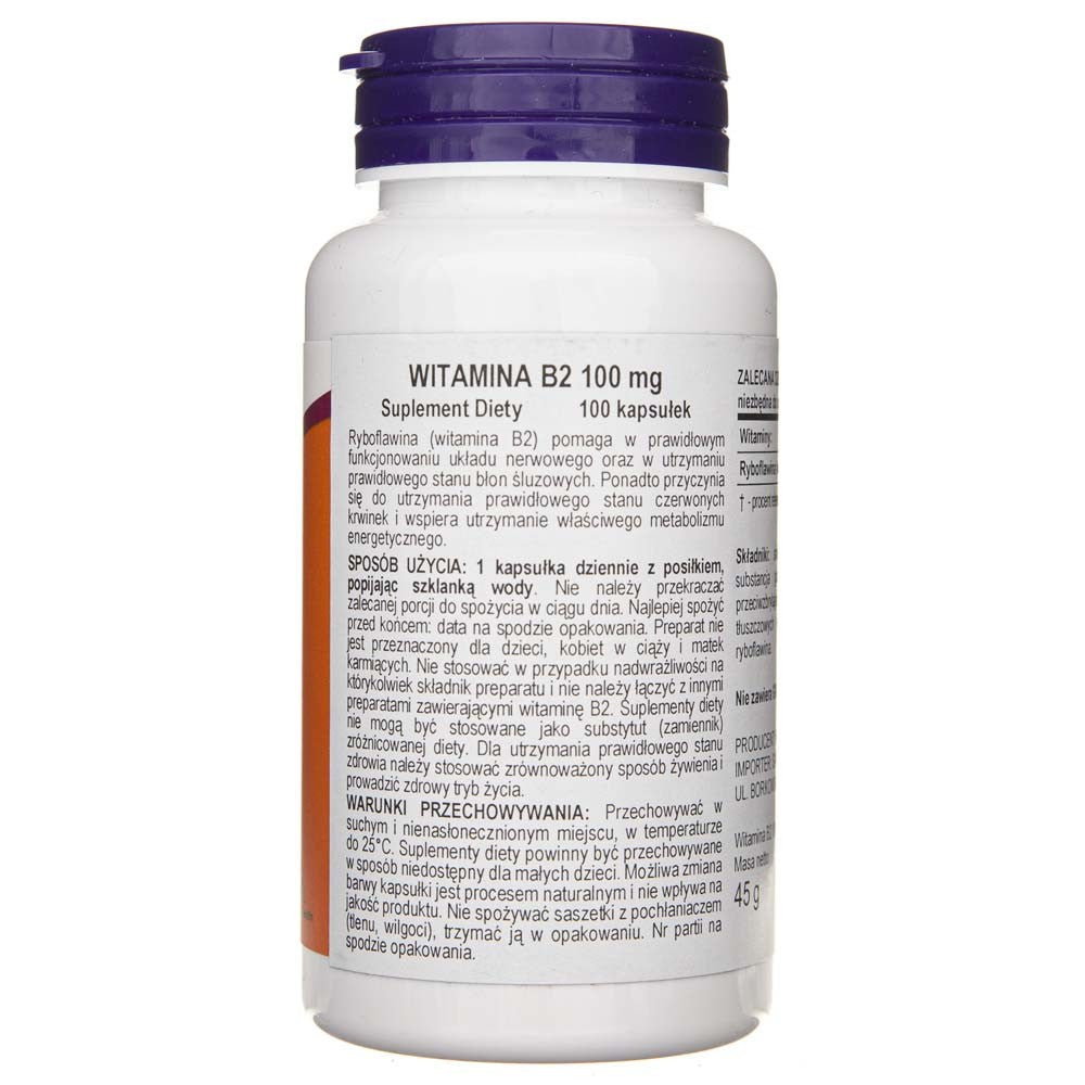 Now Foods vitaminas B-2 100 mg - 100 kapsulių - Magnis.lt