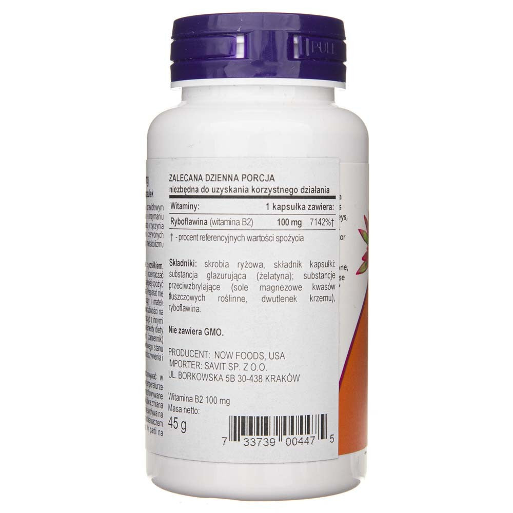 Now Foods vitaminas B-2 100 mg - 100 kapsulių - Magnis.lt