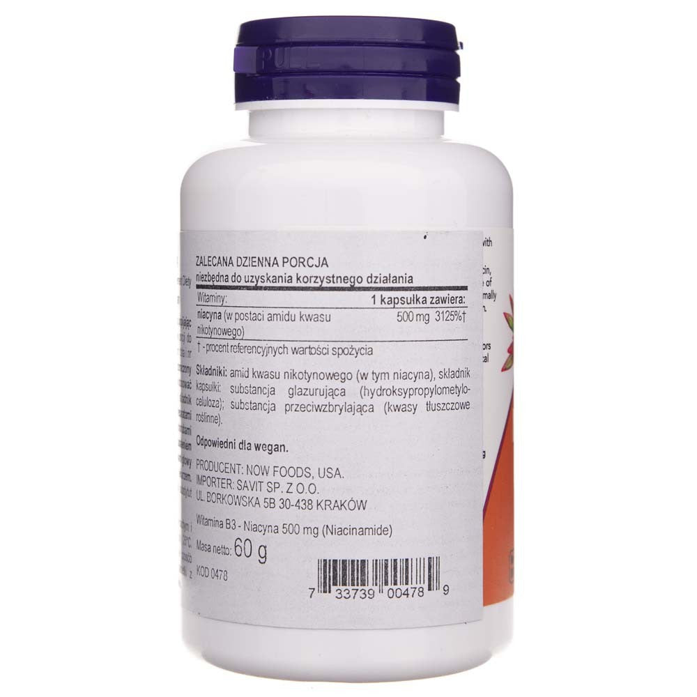 Now Foods Niacinamide 500 mg - 100 kapslit