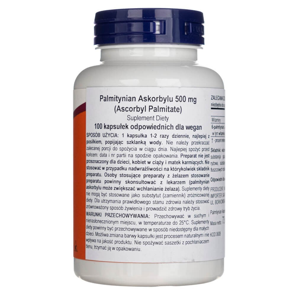 Now Foods askorbüülpalmitaat 500 mg - 100 kapslit