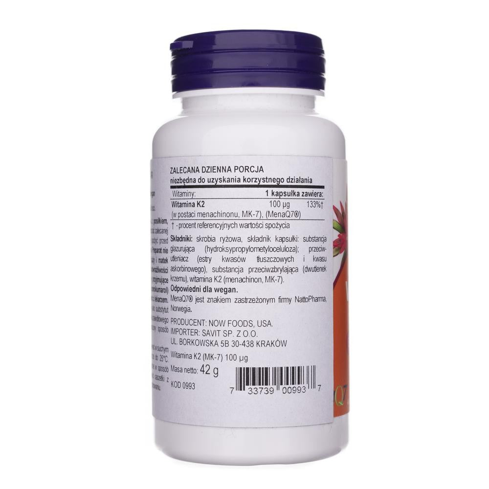 Now Foods vitamiin K2 MK-7 100 mcg – 120 kapslit