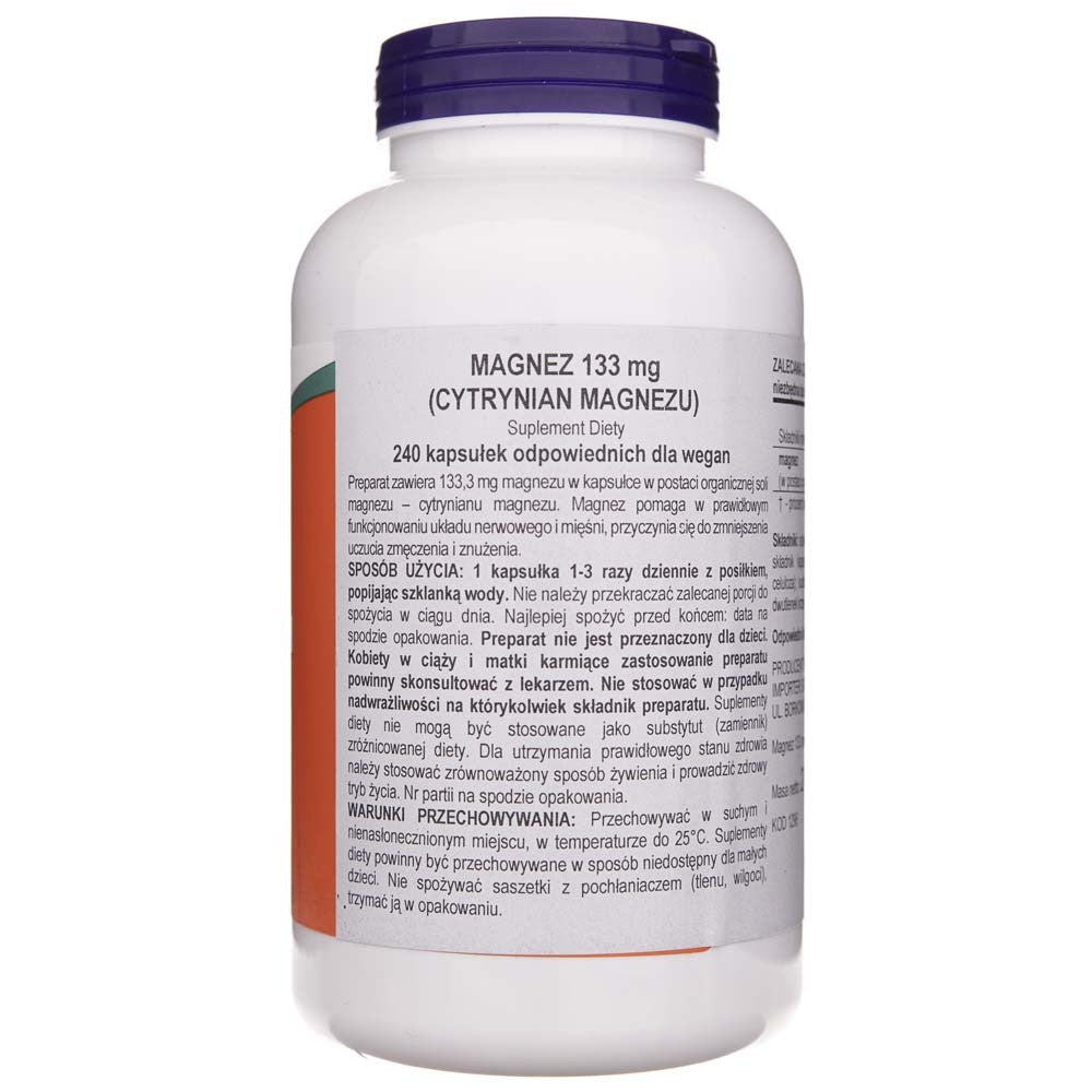 Now Foods magneesiumtsitraat 400 mg - 240 kapslit