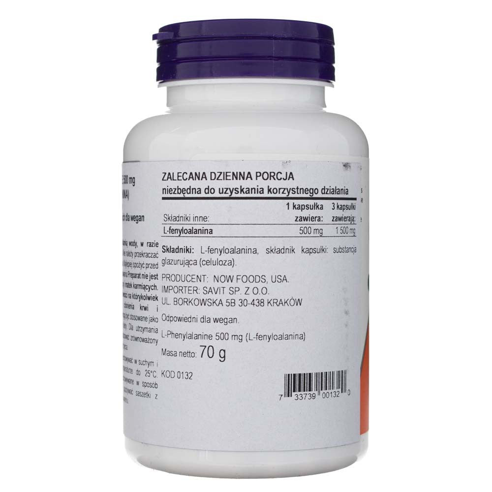Now Foods L-fenüülalaniin 500 mg - 120 kapslit