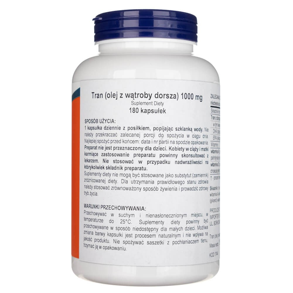 Now Foods tursa maksaõli, eriti tugev 1000 mg - 180 pehmet geeli