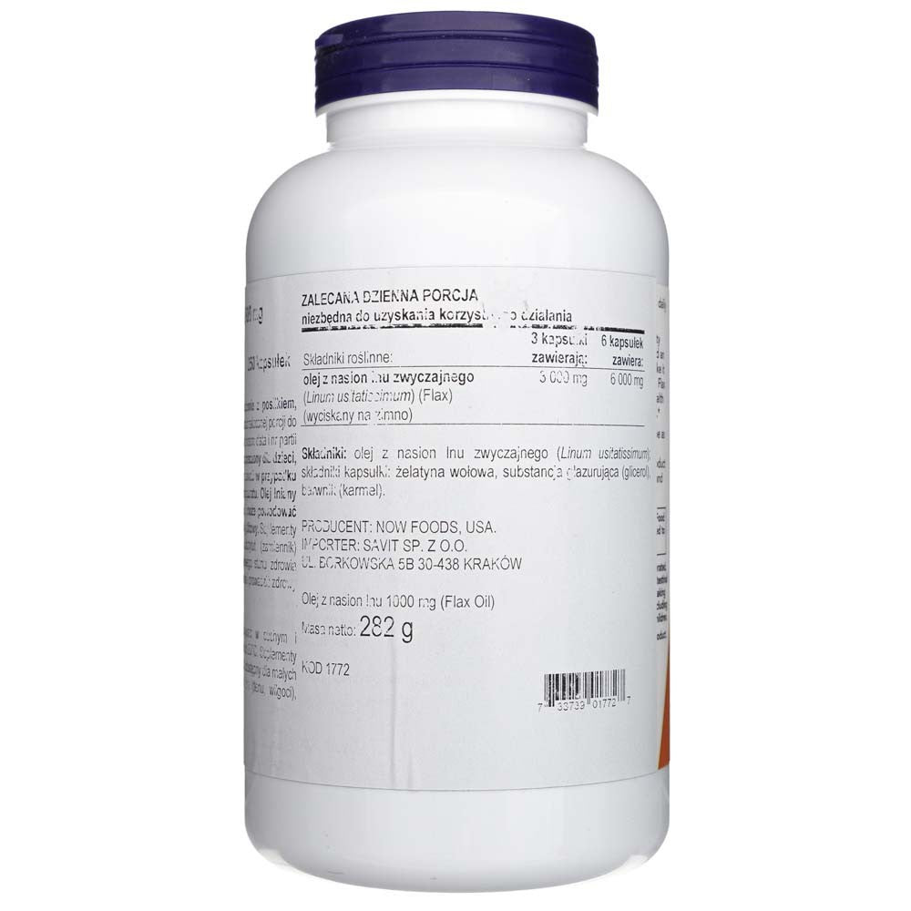 Now Foods linaõli 1000 mg - 250 pehmekapslit