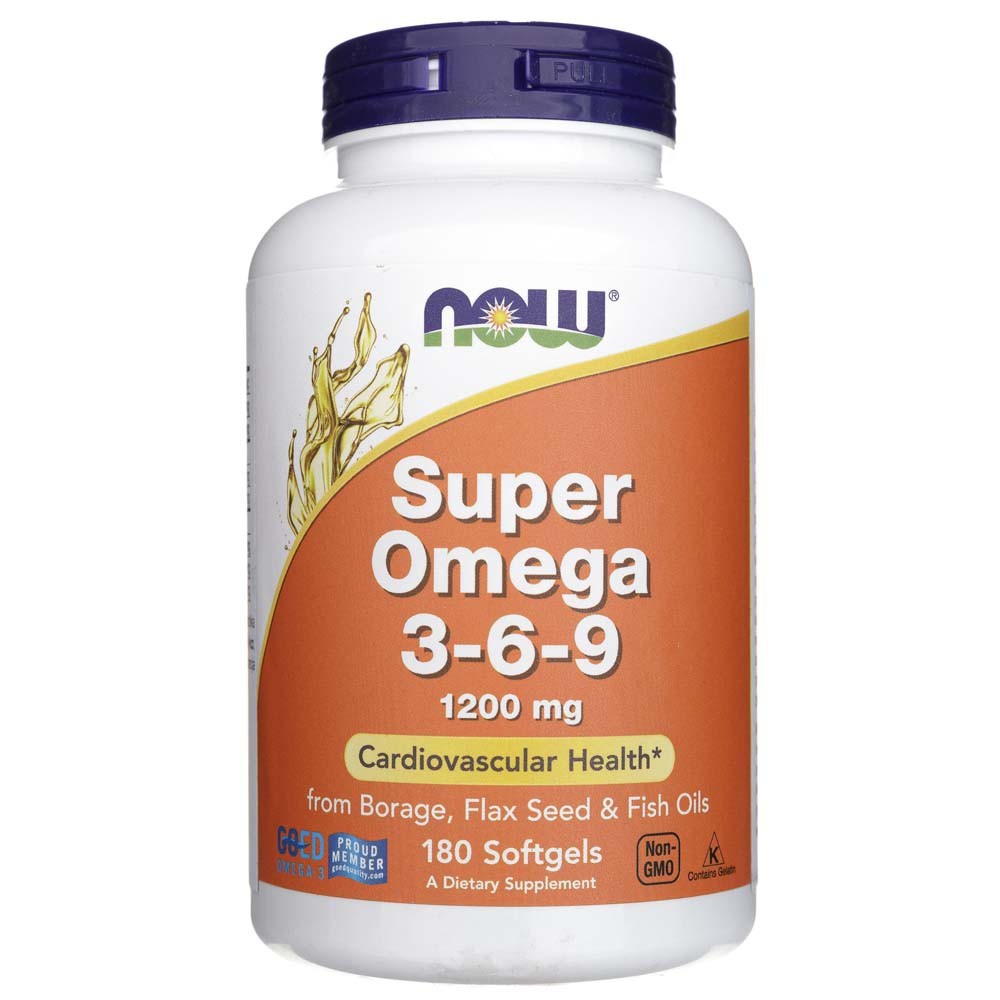 Now Foods Super Omega 3-6-9 1200 mg - 180 pehmet geelkapslit