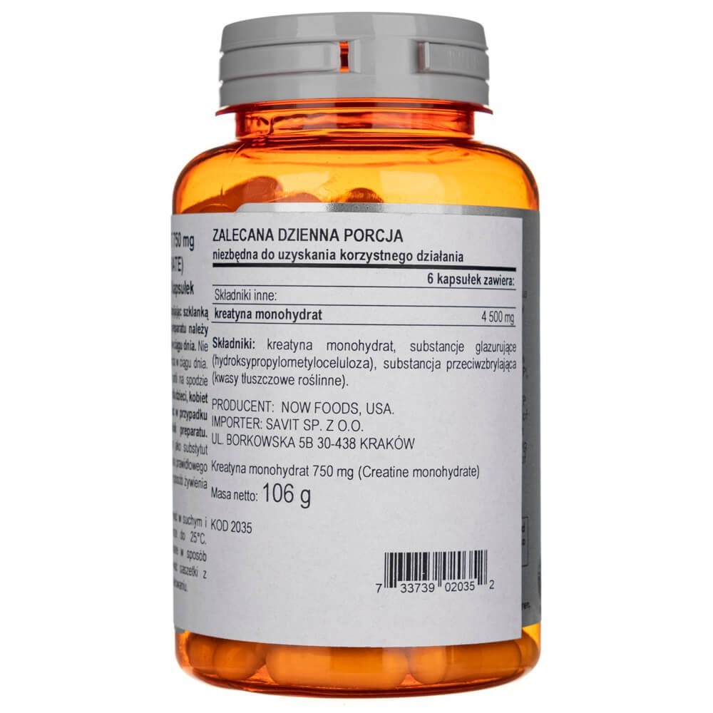 Now Foods kreatiinmonohüdraat 750 mg – 120 kapslit