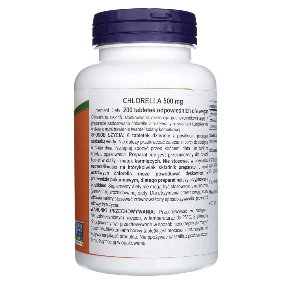 Now Foods Chlorella Certified Organic 500 mg - 200 tabletti