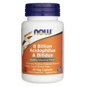 Now Foods Acidophilus ja Bifidus 8 miljardit CFU-d – 60 kapslit
