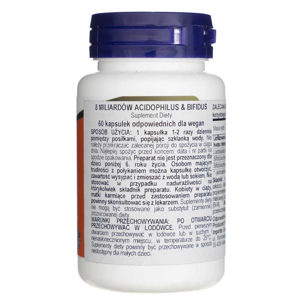 Now Foods Acidophilus ja Bifidus 8 miljardit CFU-d – 60 kapslit