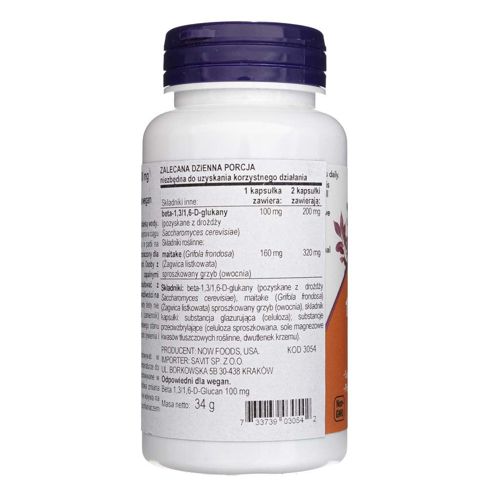 Now Foods Beta 1,3/1,6 D glükaan 100 mg - 90 kapslit