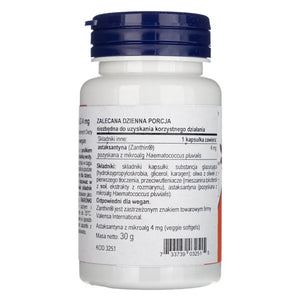 Now Foods astaksantiin 4 mg - 60 pehmet geelkapslit