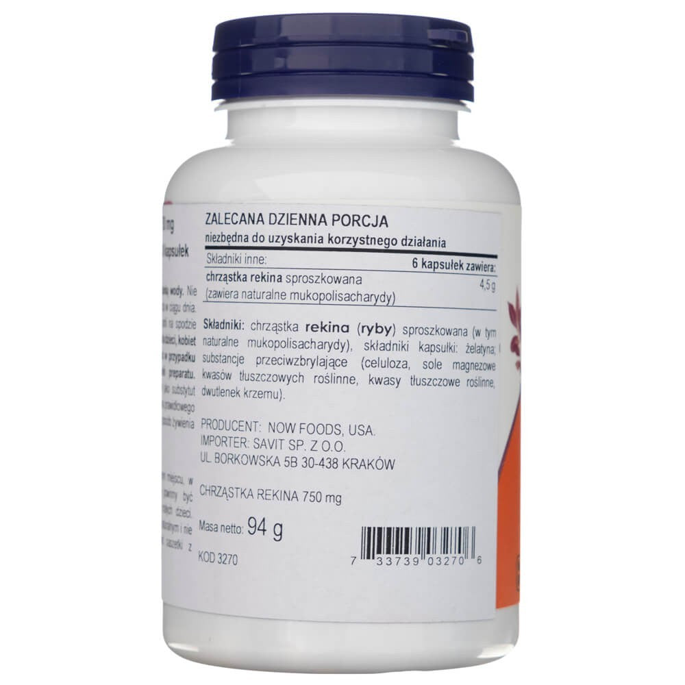Now Foods'i hai kõhr 750 mg - 100 kapslit