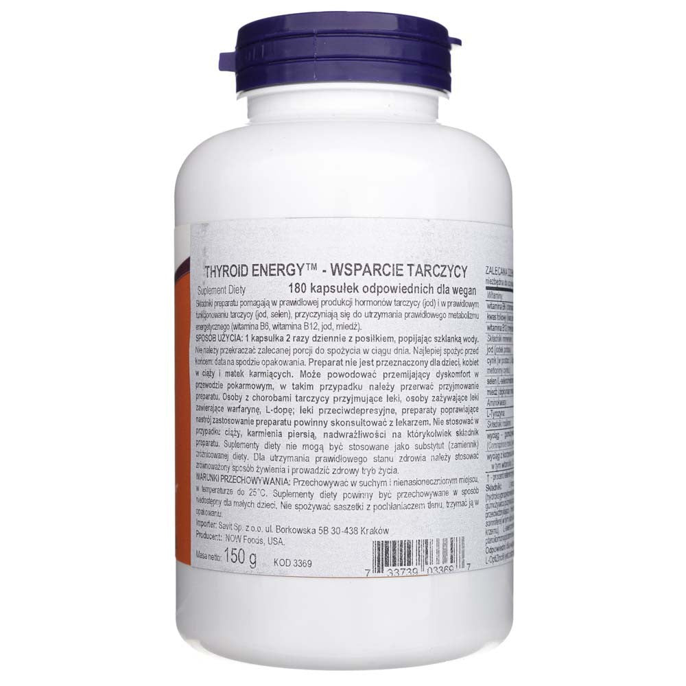 Now Foods Kilpnäärme energia – 180 kapslit