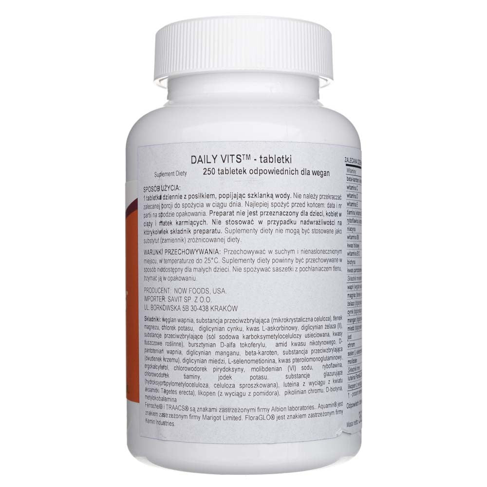Now Foods Daily Vits, multivitamiinid ja mineraalid – 250 tabletti