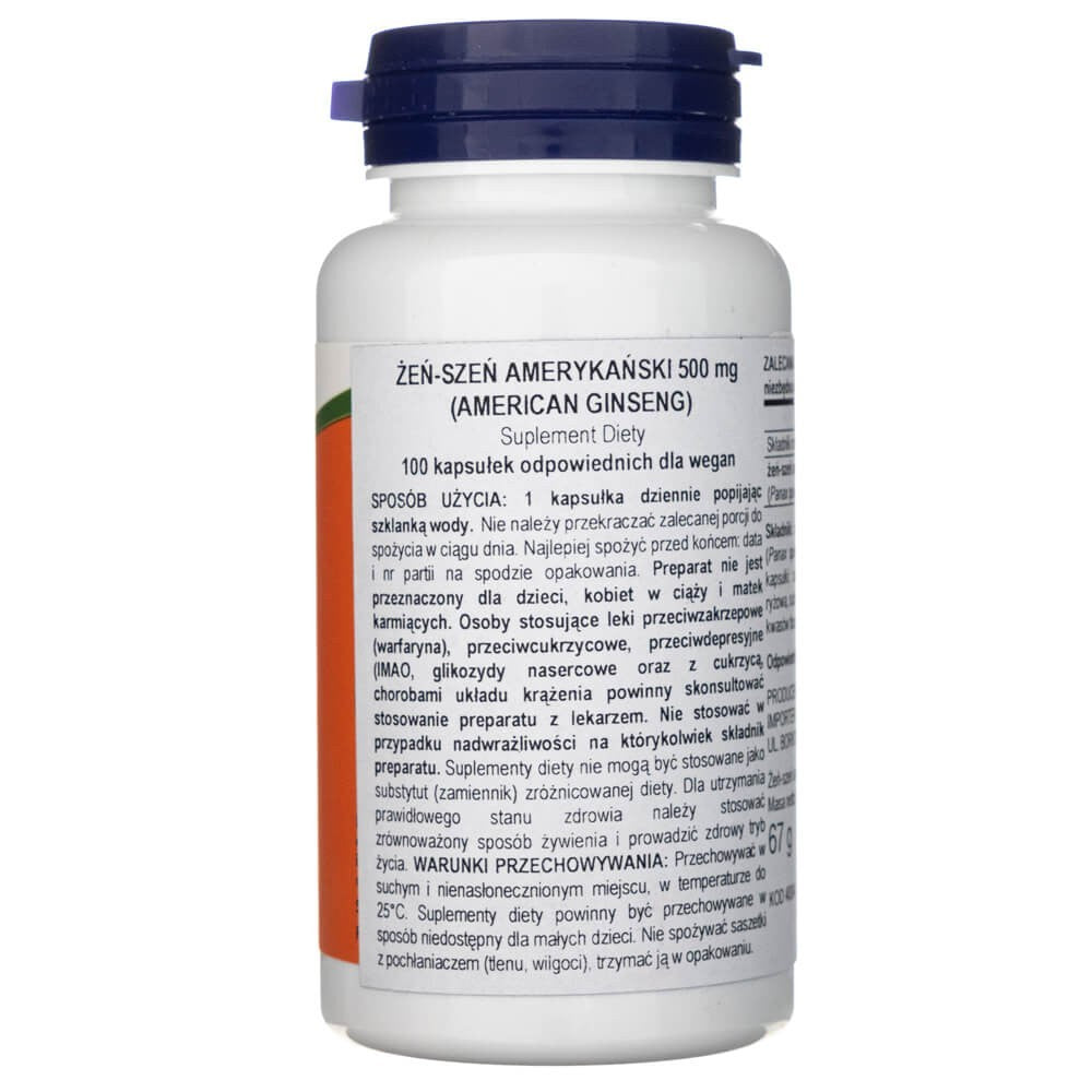 Now Foods Ameerika ženšenn 500 mg - 100 kapslit
