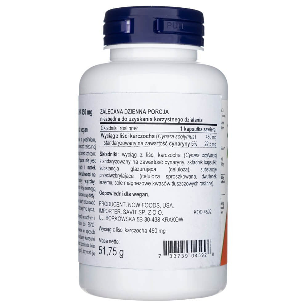 Now Foods Artishoki ekstrakt 450 mg – 90 kapslit