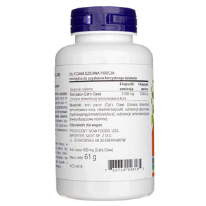 Now Foods kačių letena 500 mg - 100 kapsulių - Magnis.lt