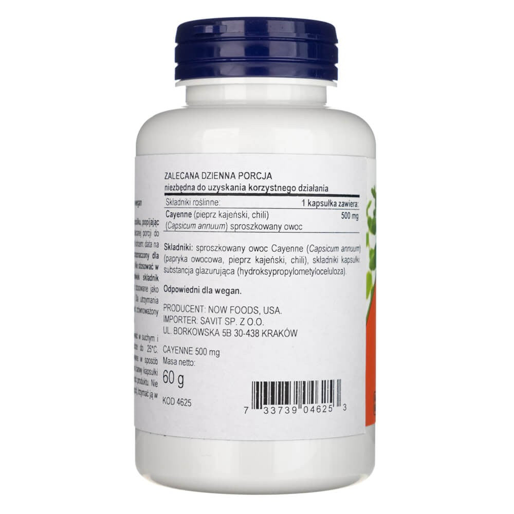 Now Foods Cayenne 500 mg - 100 kapslit