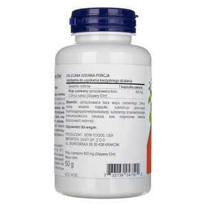 Now Foods Punane jalakas (Slippery Elm) 400 mg – 100 kapslit