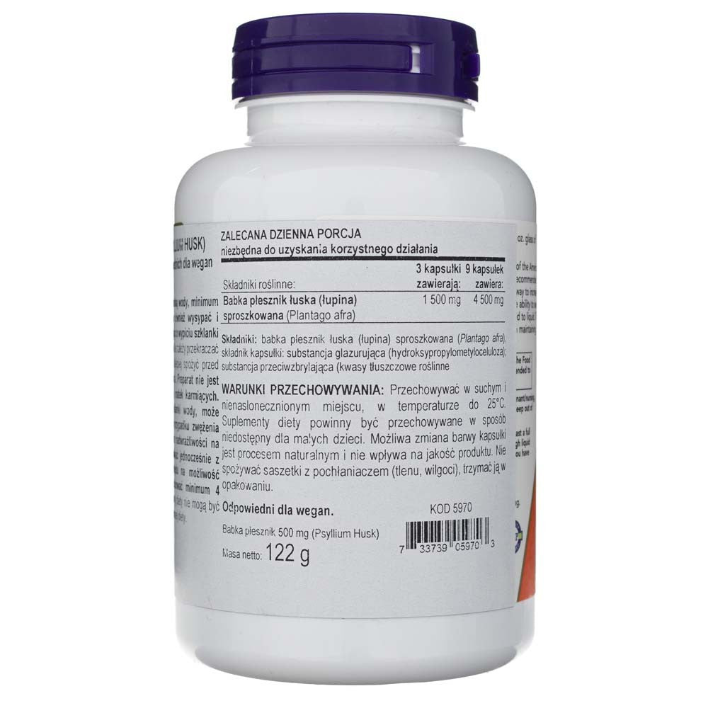 Now Foods Psülliumi kestad 500 mg - 200 kapslit