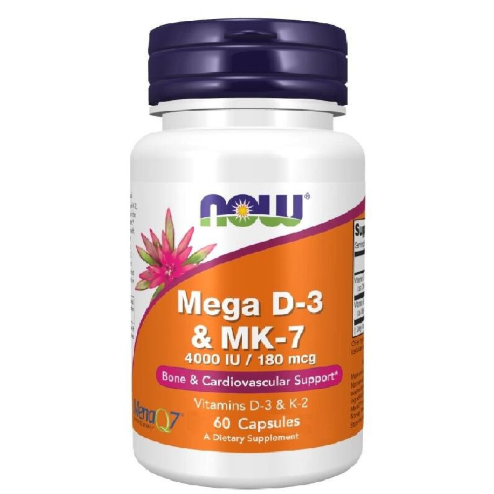 Now Foods Mega D3 4000 TV + K2 MK-7 180 mcg - 60 kapsulių - Magnis.lt