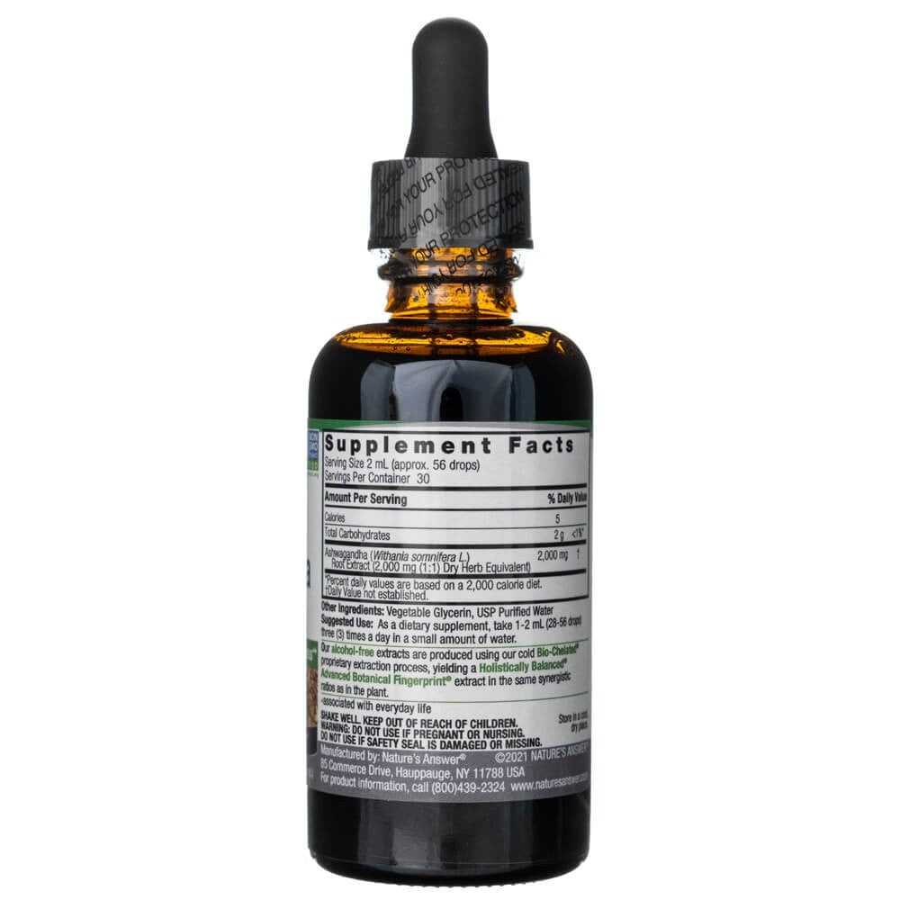 Nature's Answer Ashwagandha, vedel ekstrakt, alkoholivaba 2000 mg - 30 ml