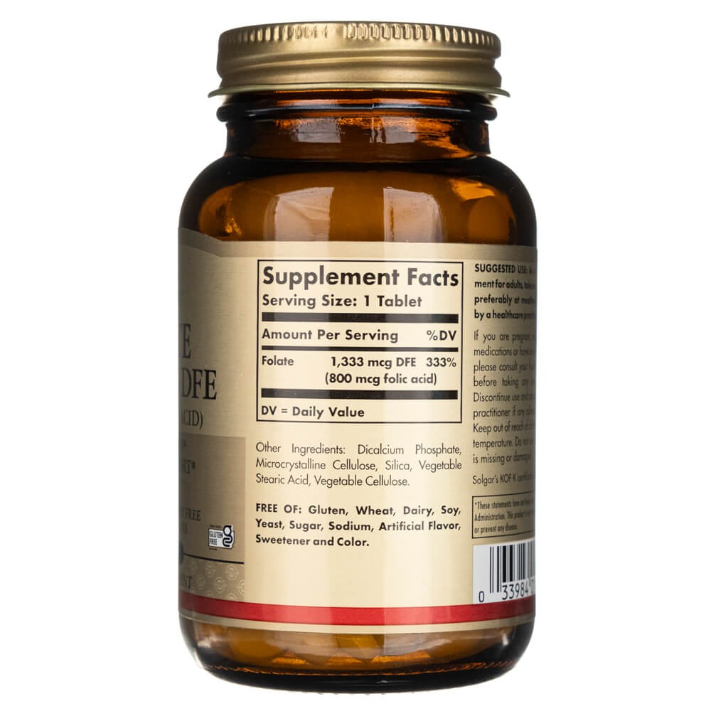 Solgar Folate 1333 mcg DFE (800 mcg foolhapet) - 250 tabletti