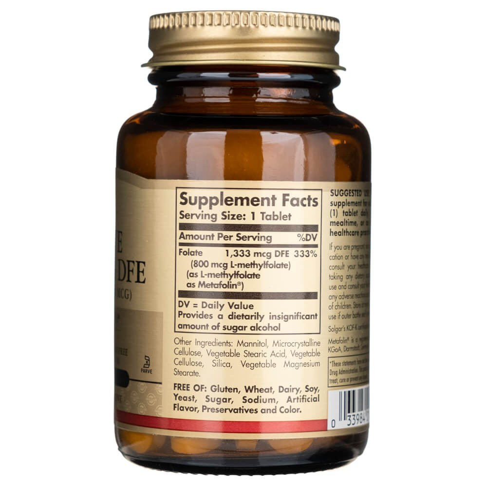 Solgar Folate 1333 mcg DFE (Metafolin® 800 mcg) - 100 tabletti