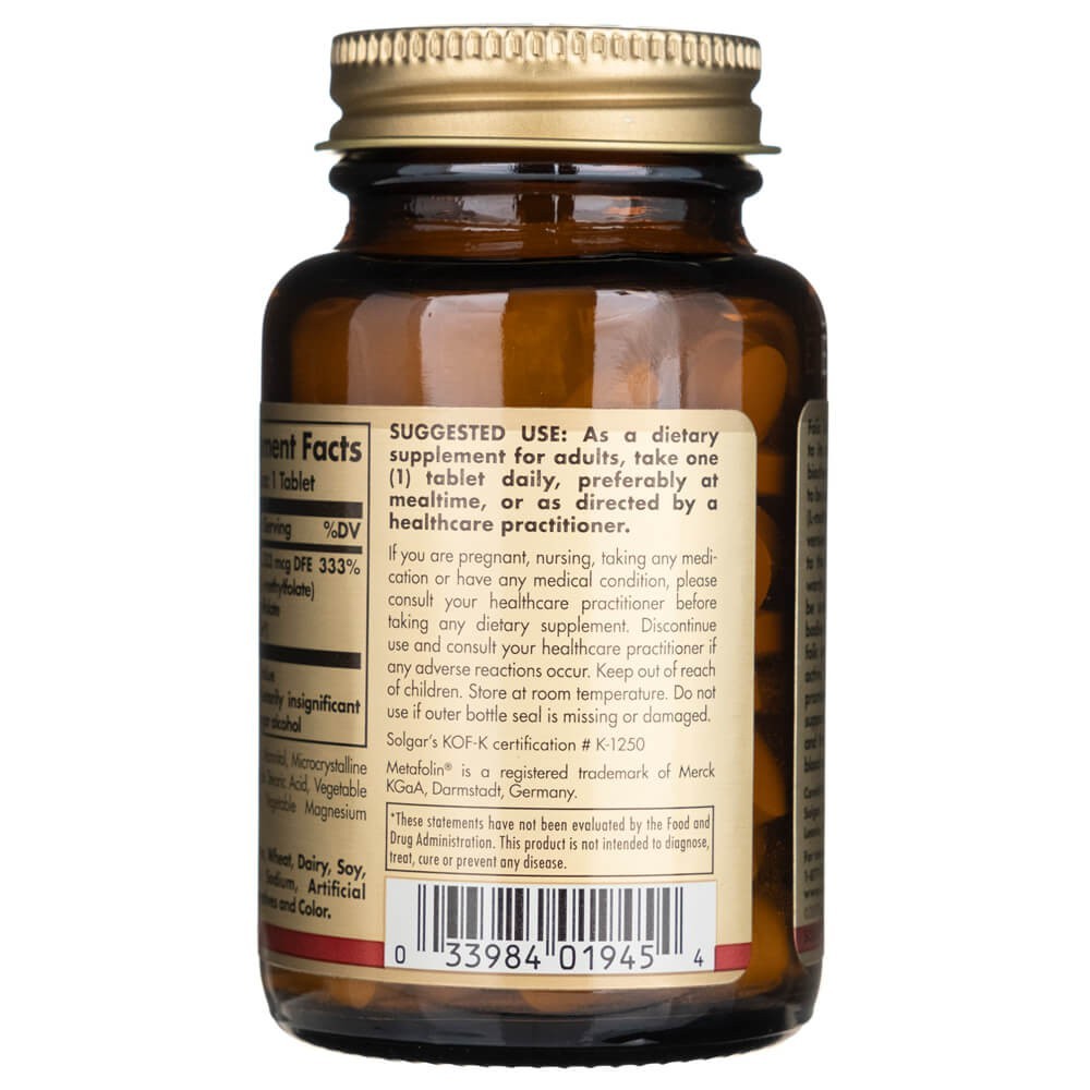 Solgar Folate 1333 mcg DFE (Metafolin® 800 mcg) - 100 tabletti