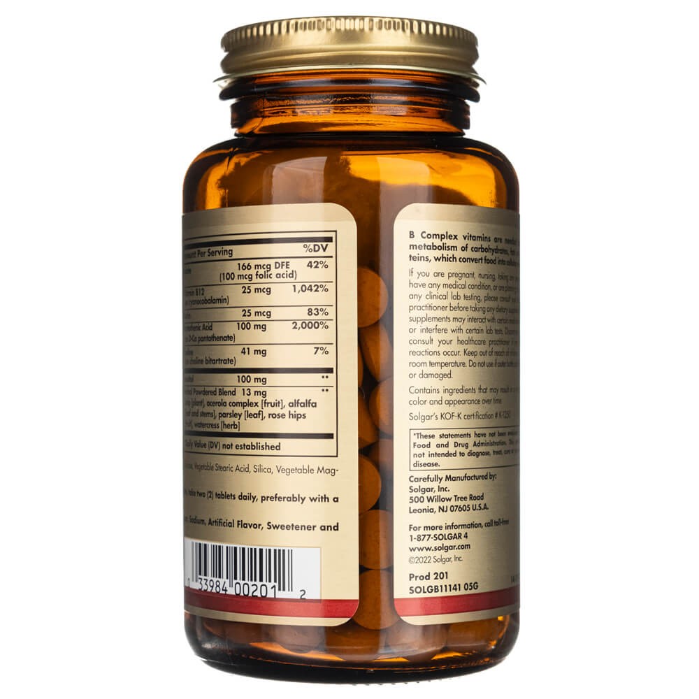 Solgar Vitaminas B-kompleksas su vitaminu C - 250 tablečių - Magnis.lt