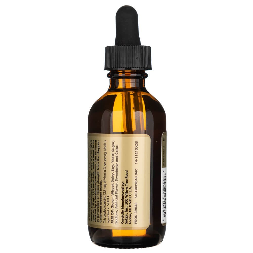 Solgar vedel D3-vitamiin 125 mcg (5000 IU), loodusliku apelsinimaitsega - 59 ml