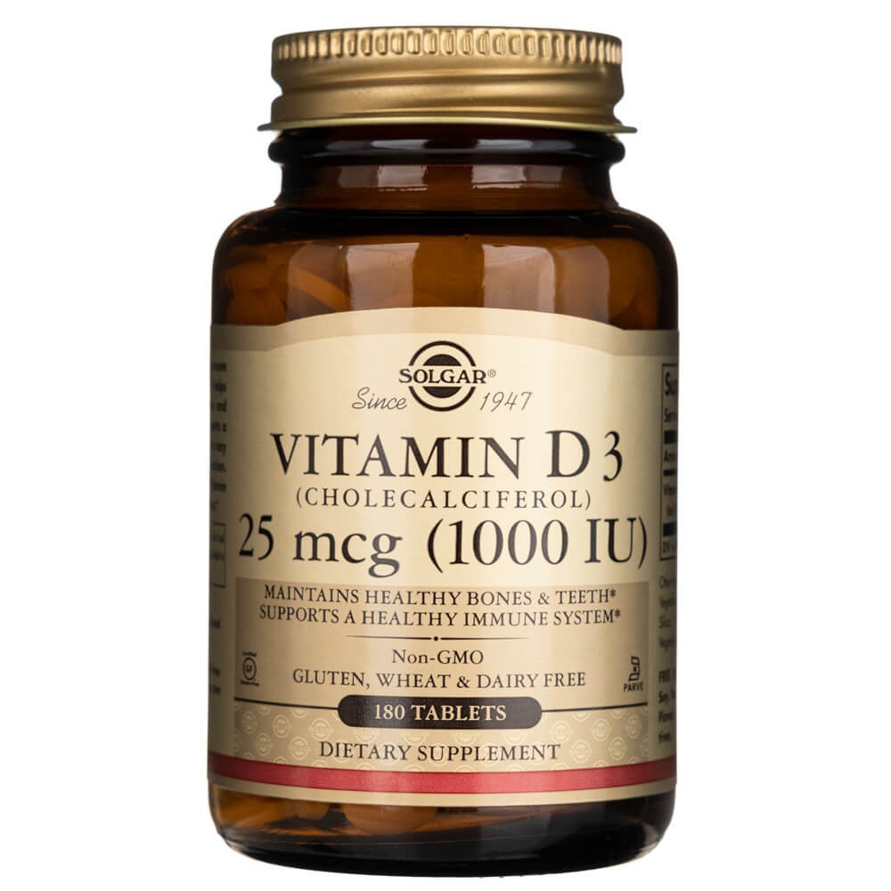 Solgar vitaminas D3 25 mcg (1000 TV) - 180 tablečių - Magnis.lt