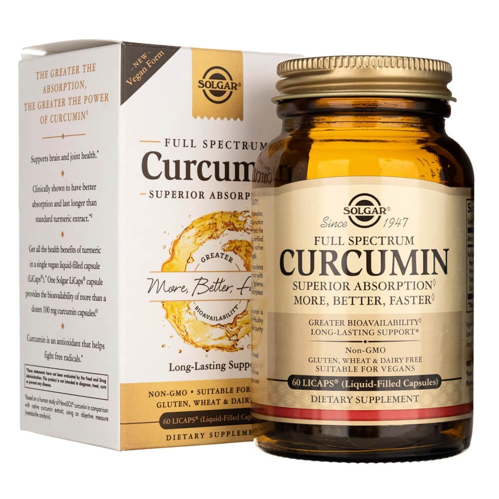 Solgar Full Spcetrum Curcumin skystasis ekstraktas - 60 minkštųjų gelių - Magnis.lt