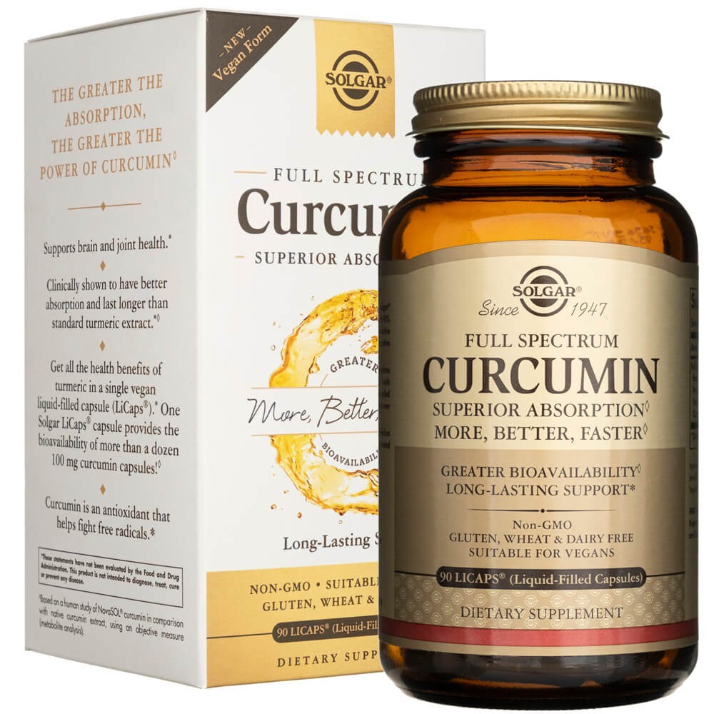 Solgar Full Spcetrum Curcumin skystasis ekstraktas - 90 minkštųjų gelių - Magnis.lt