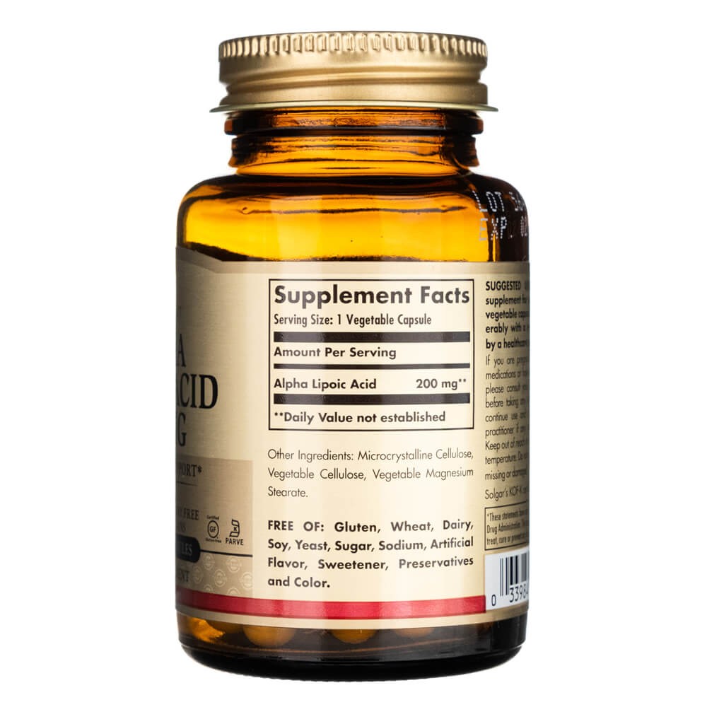 Solgar Alfa-lipoehape 200 mg - 50 kapslit