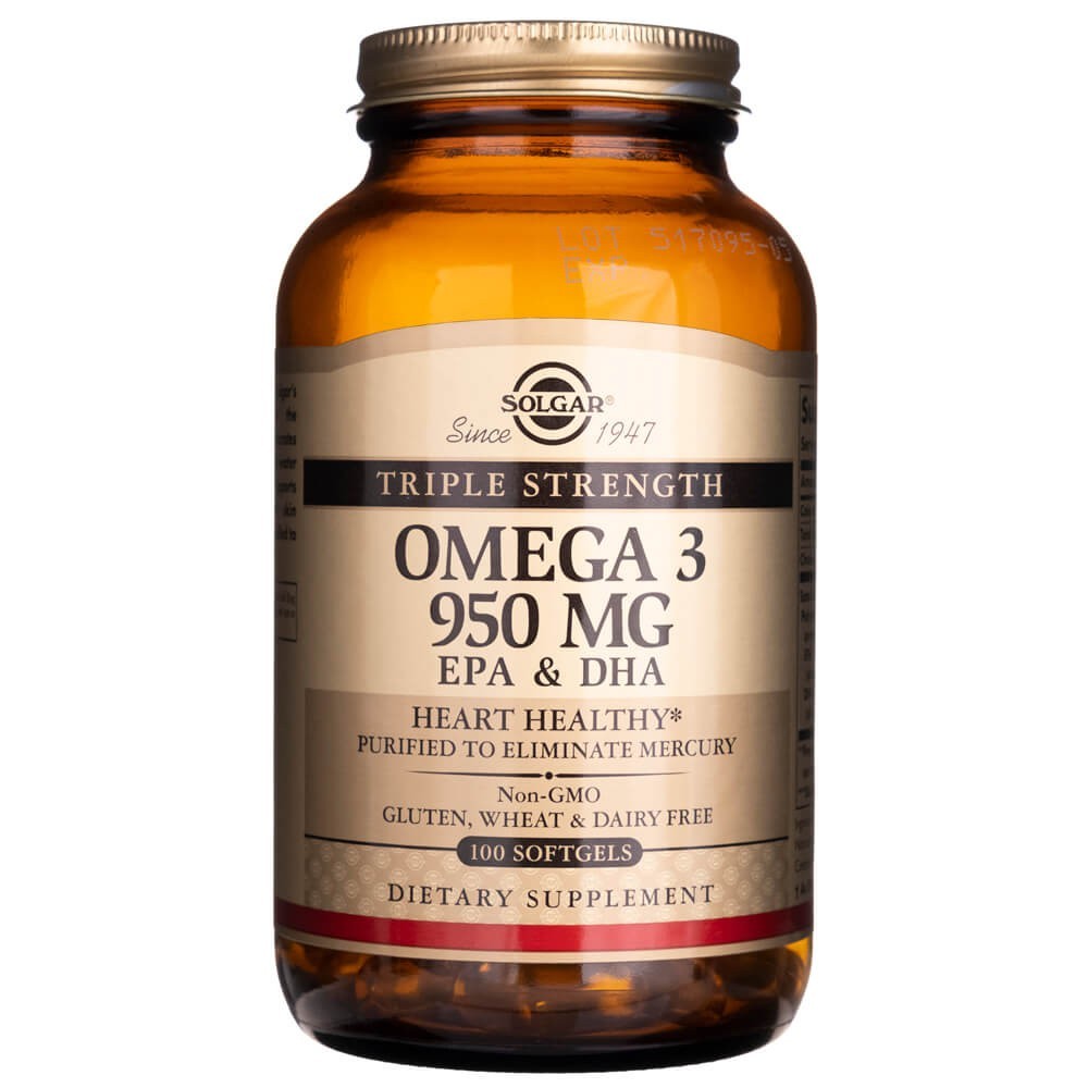 Solgar Omega-3 950 mg kolmekordse tugevusega – 100 pehmet kapslit