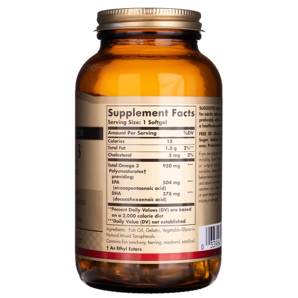 Solgar Omega-3 950 mg kolmekordse tugevusega – 100 pehmet kapslit