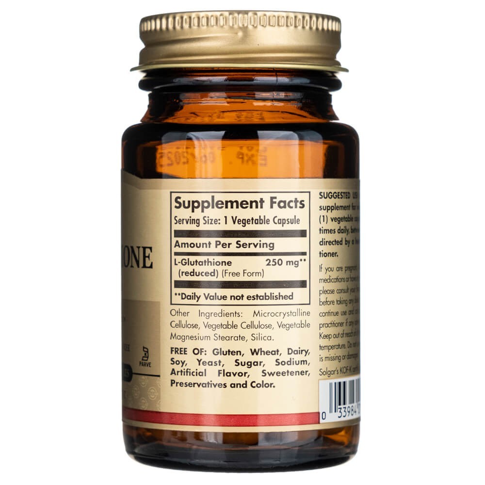 Solgar L-glutatioon redutseeritud 250 mg – 30 kapslit