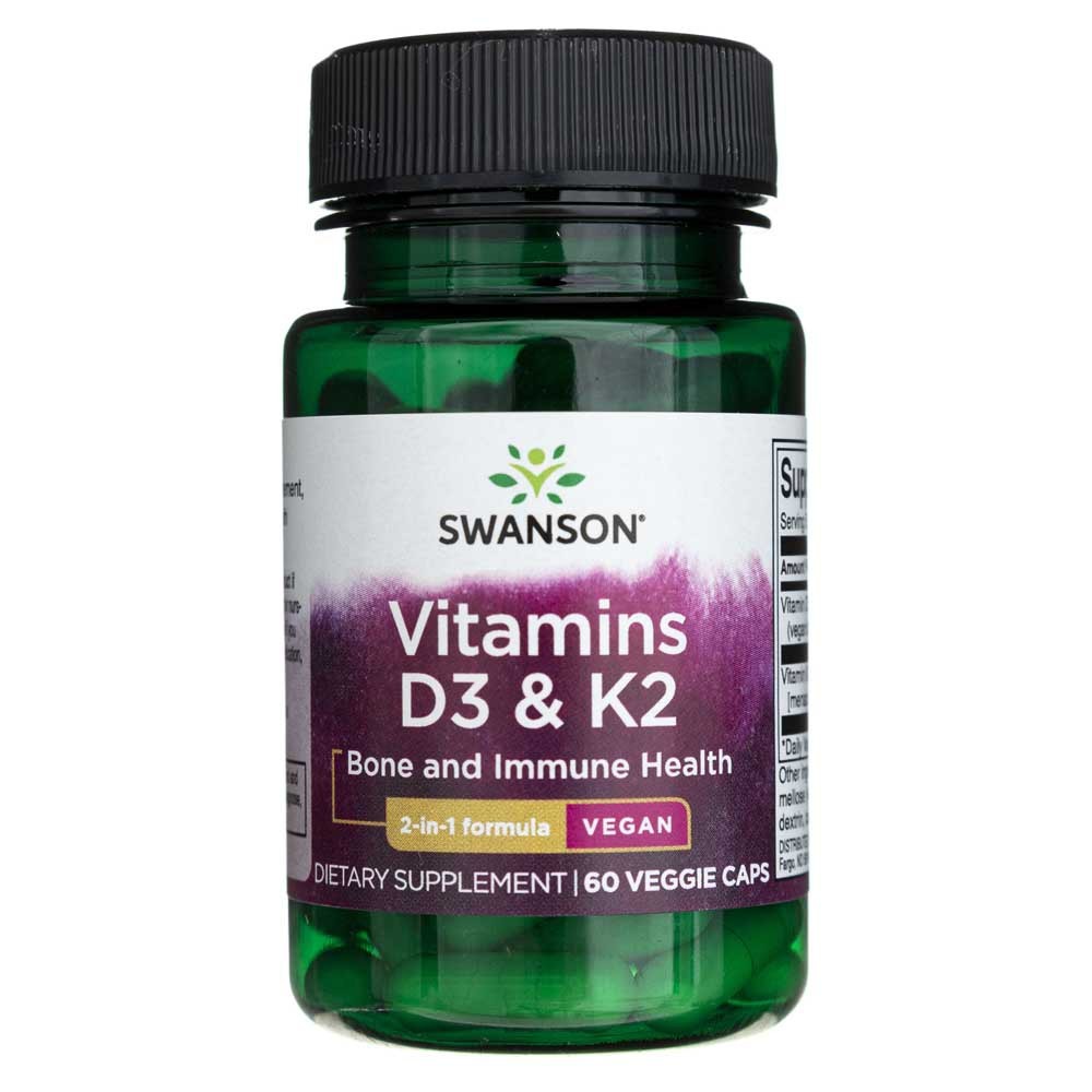 Swansoni vitamiinid D3 ja K2 – 60 kapslit