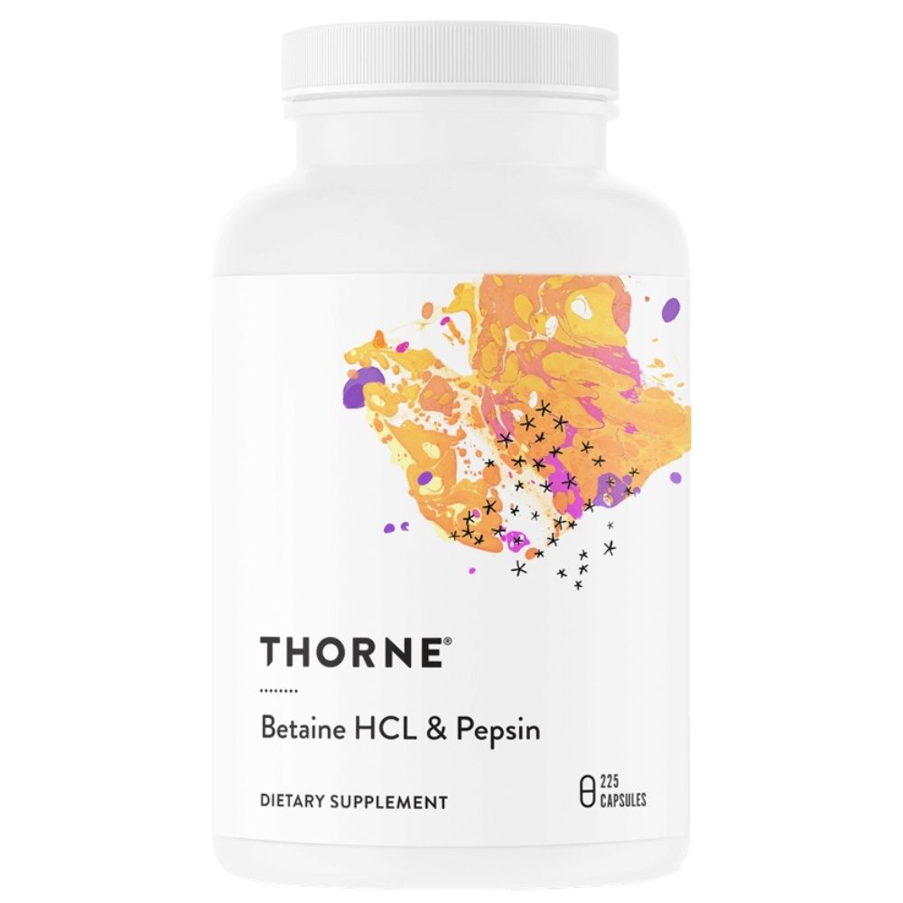 Thorne Research betaiini HCL ja pepsiin – 225 kapslit