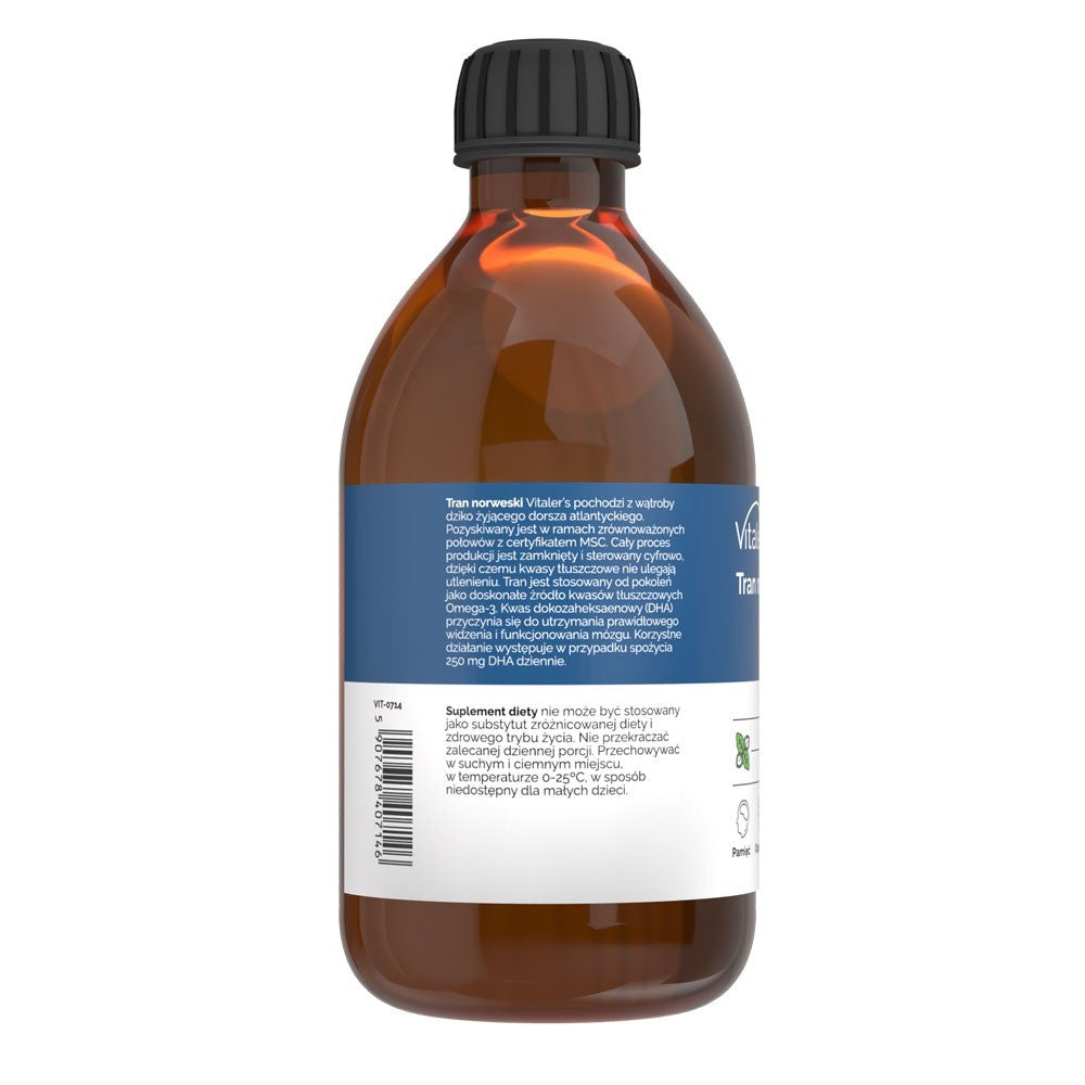 Vitaler's Omega-3 Norra tursa maksaõli, piparmündimaitseline, 1200 mg - 250 ml