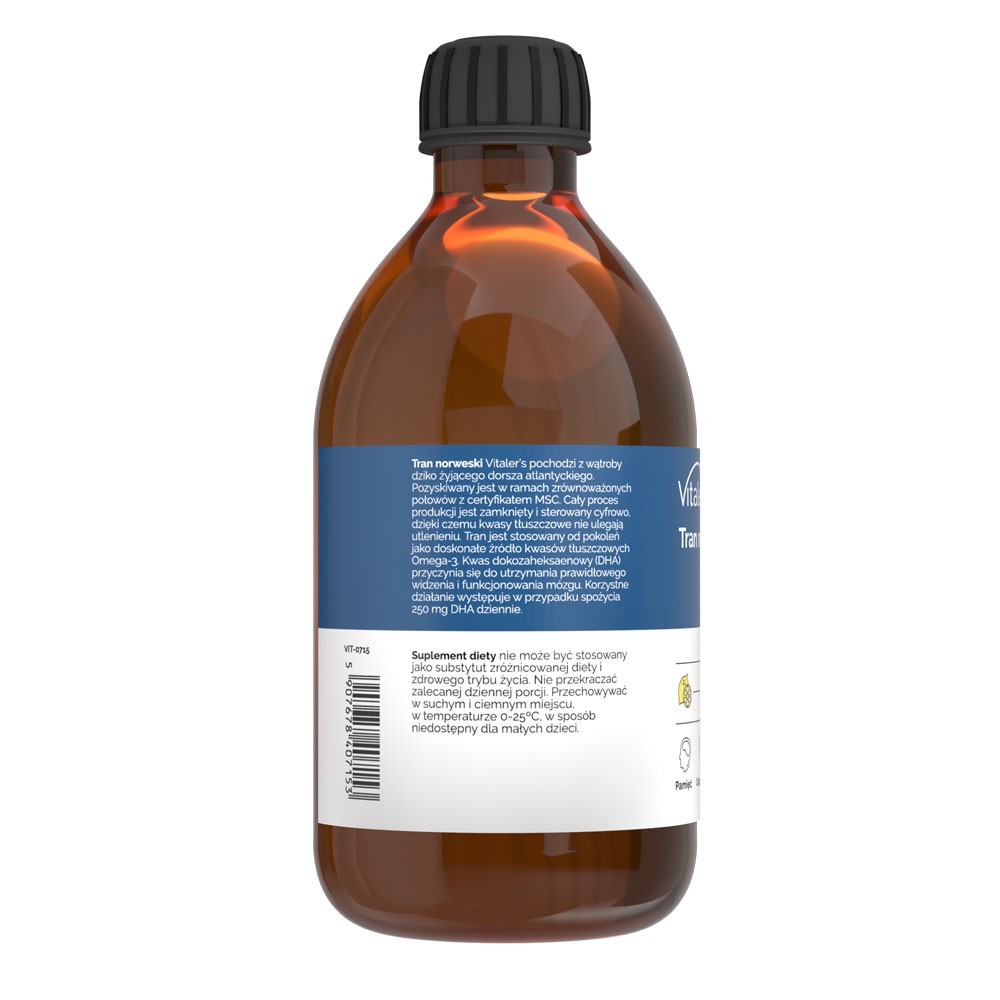Vitaler's Omega-3 Norra tursa maksaõli, sidrunimaitseline, 1200 mg - 250 ml