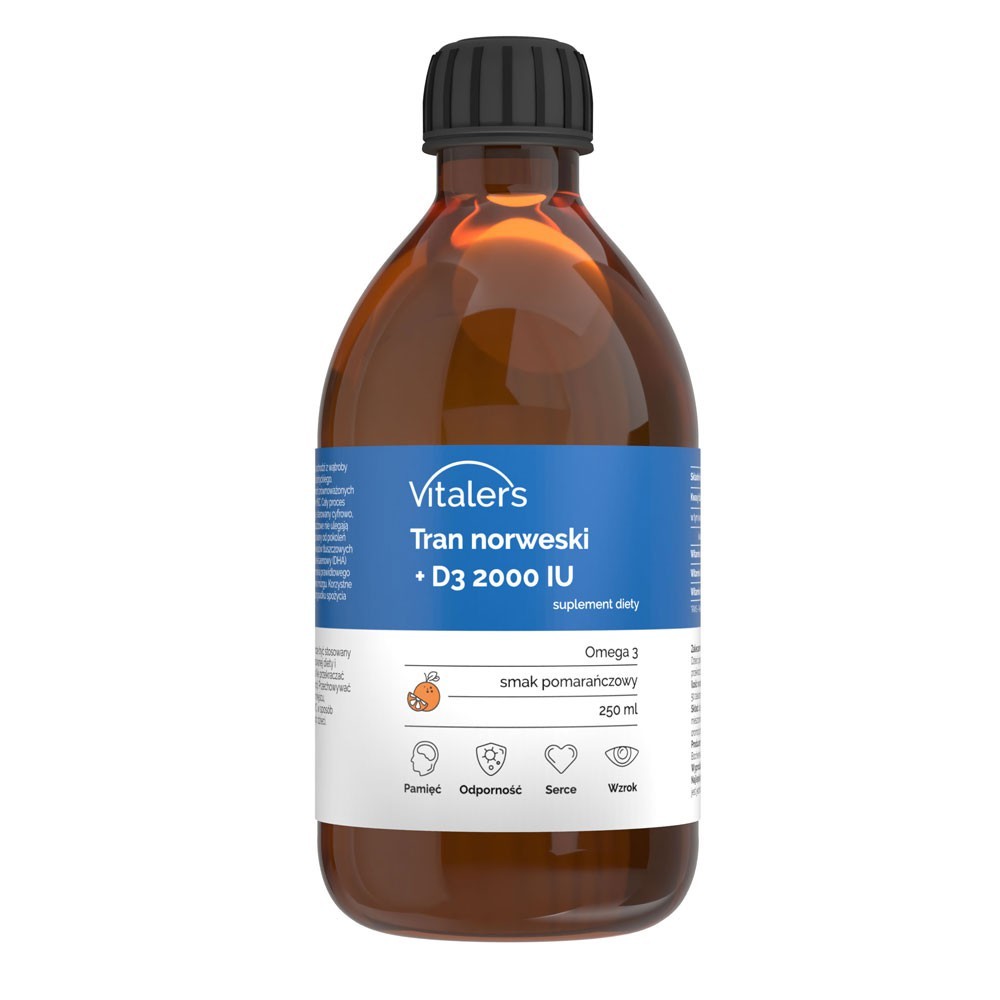 Vitaler's Norra Tursaõli Oomega-3 1200 mg D3 2000 TV, apelsinimaitseline, 1200 mg - 250 ml
