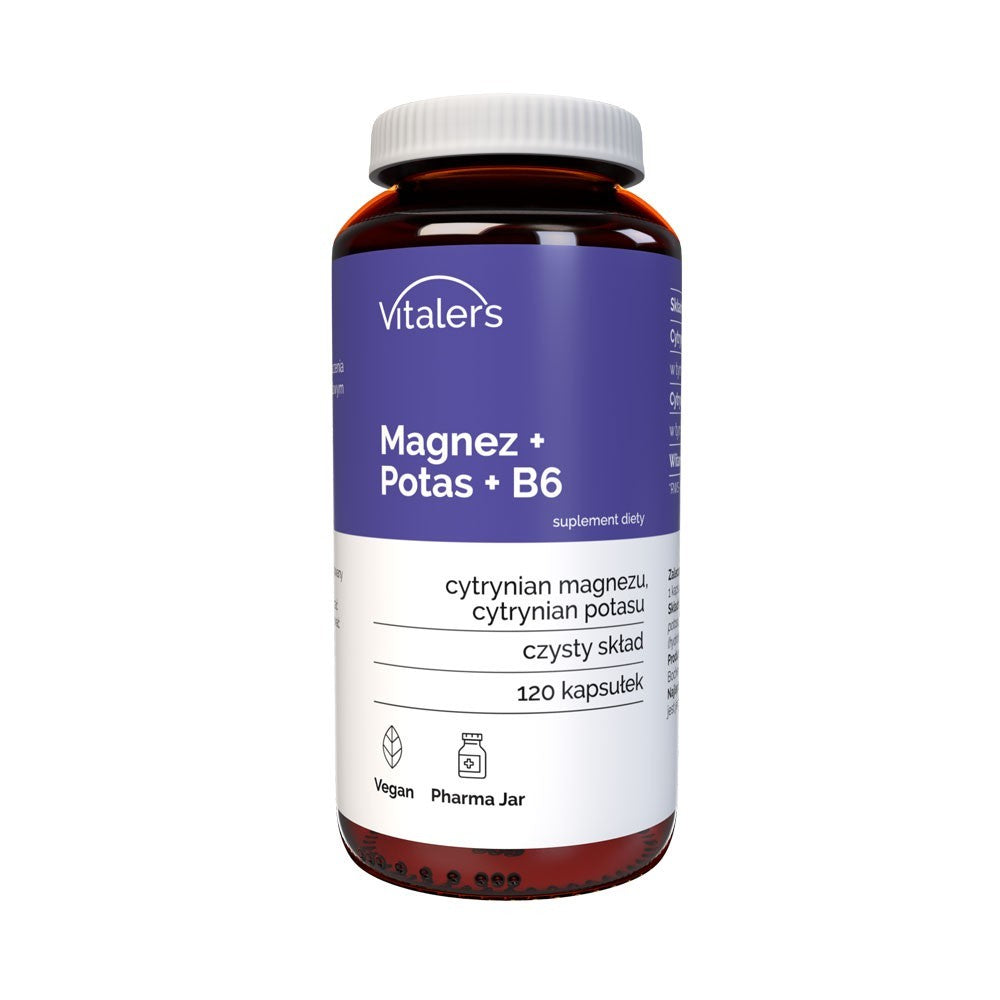 Vitaler magneesium 100 mg + kaalium 150 mg + B6-vitamiin 10 mg - 120 kapslit
