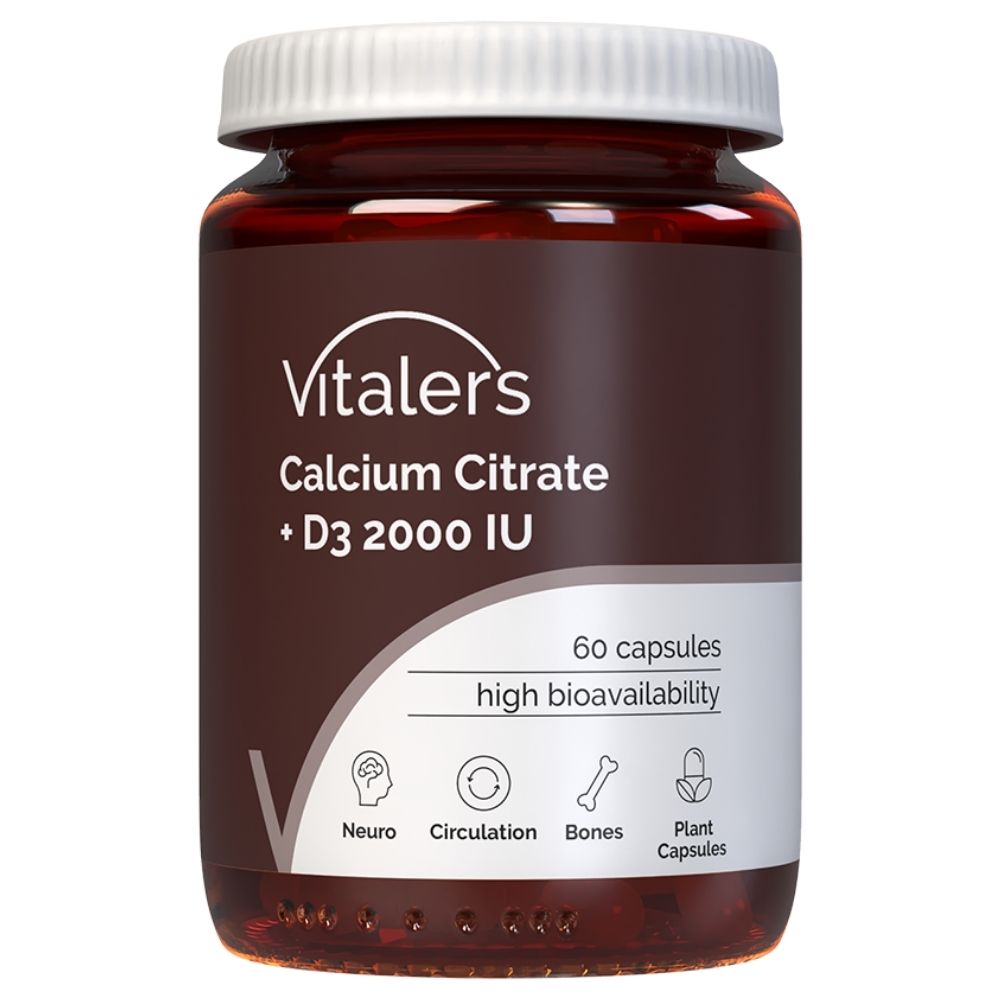 Vitaler's Kaltsiumtsitraat 1200 mg + D3-vitamiin 2000 IU - 60 kapslit