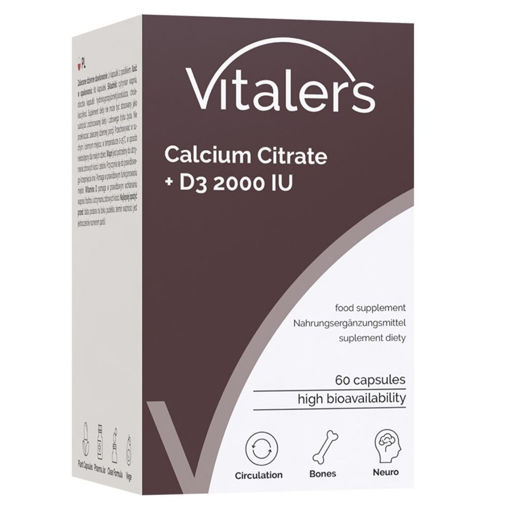 Vitaler's Kaltsiumtsitraat 1200 mg + D3-vitamiin 2000 IU - 60 kapslit