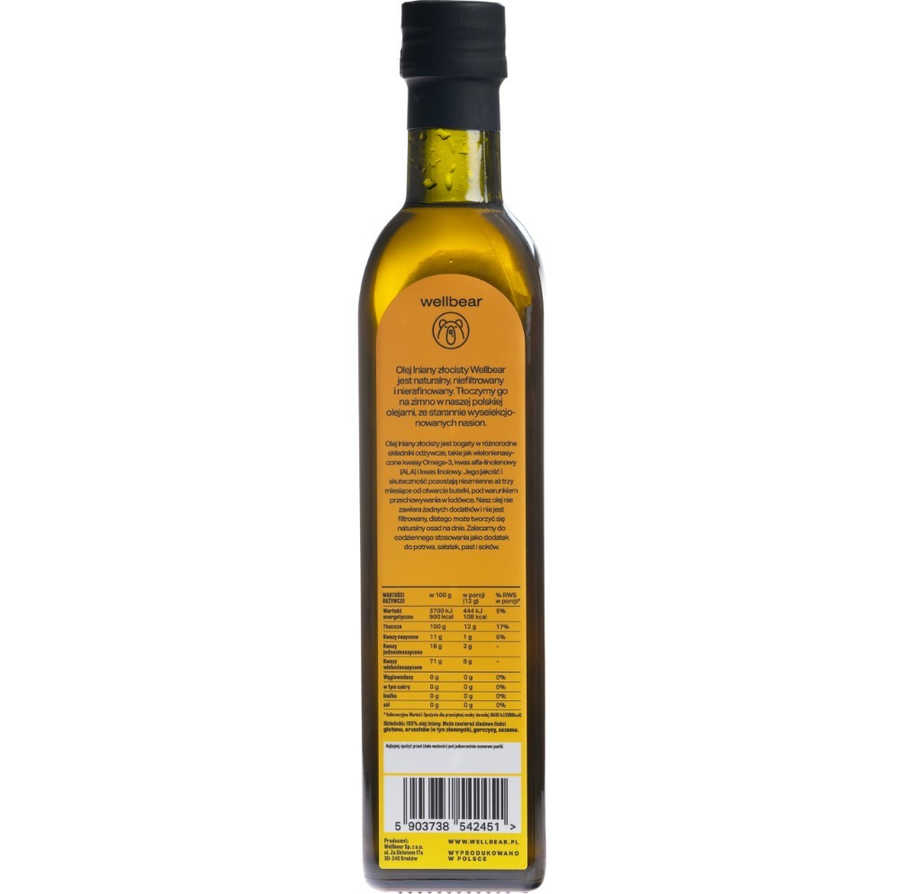 Wellbear Golden külmpressitud linaõli - 500 ml